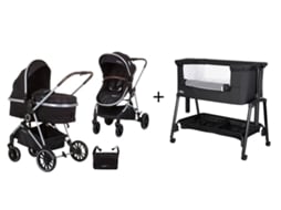 Pack Carrinho De Passeio Conversível Duo Aura Obsidian Prata Mini Berço Millie Preto Chipolino