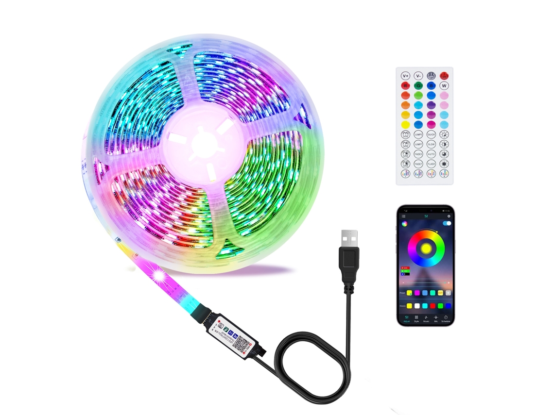 Fita Led, 5v, 15 M, Rgb, Usb, Para Decoração De Móveis, Televisão, Prateleiras E Ambientes Internos