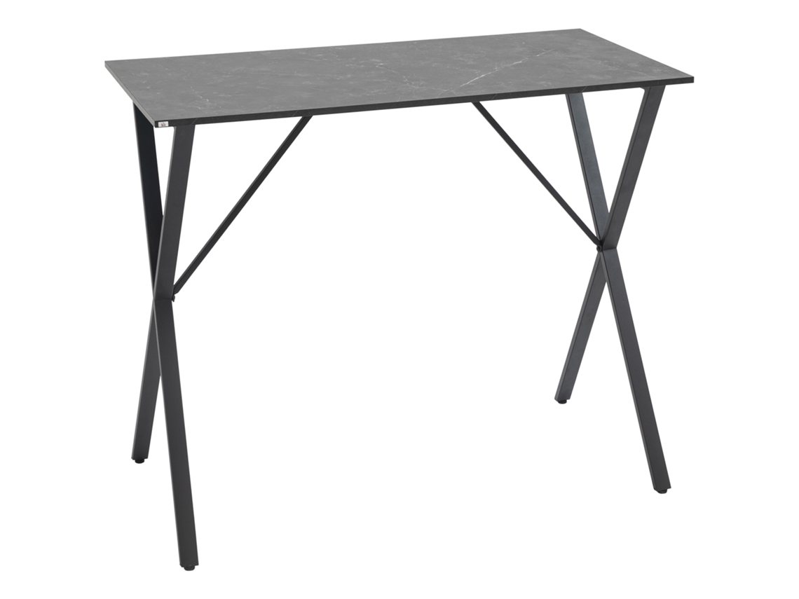 Mesa de bar alta estilo industrial efeito mármore (120x60x102 cm) BTFORUS