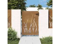 Vidaxl Portão De Jardim 85x150 Cm Aço Corten Design Erva