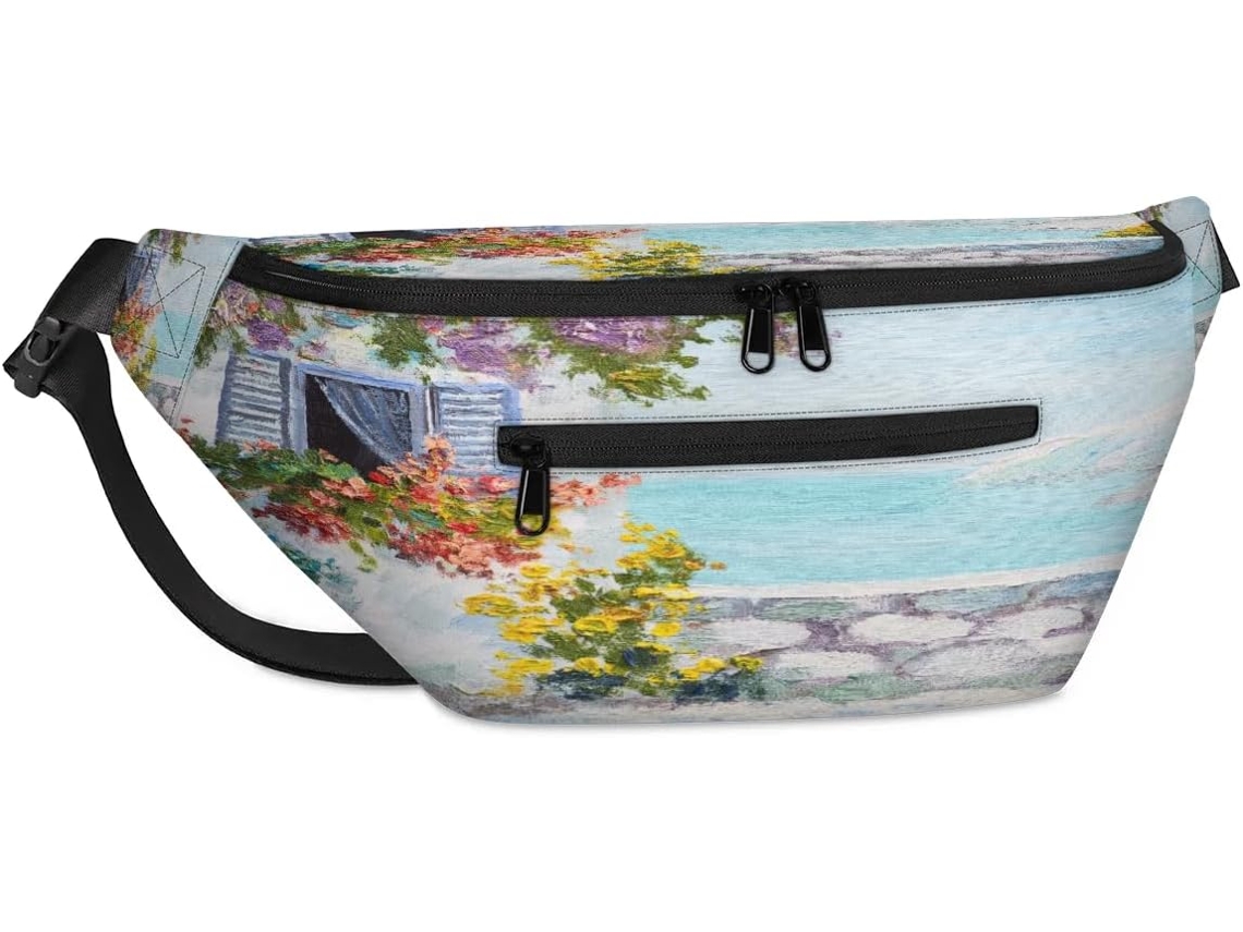 Bolsa de Ombro Grande com Pintura a Óleo POLÍESTER 38x25x19 cm