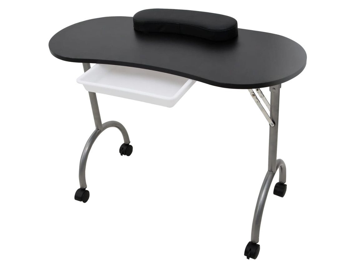 Mesa Manicure Dobrável Com Rodas, Preta