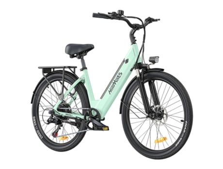 Bicicleta Elétrica HILLMILES Milecity1250W 36V 13Ah 32Km/H 100Km Shimano de 7 Marchas Freio a Disco Mecânico Verde