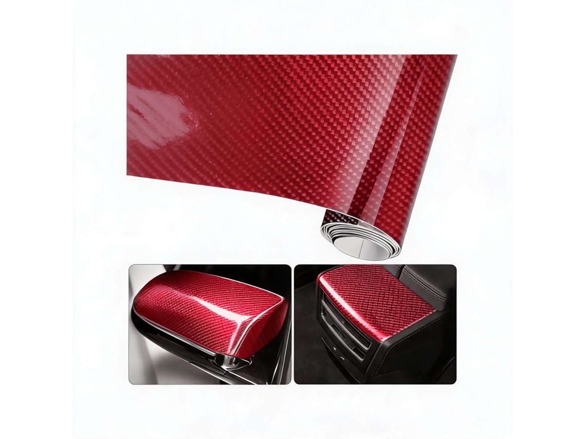 Película Adesiva 6d À Prova Dágua para Carro Pvc, 30x200 Cm para Motocicletas e Automóveis HENTEN HOME Vermelho