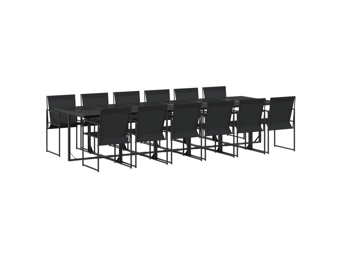 13 Pcs Conjunto de Jantar para Jardim Textilene Preto MAISON EXCLUSIVE
