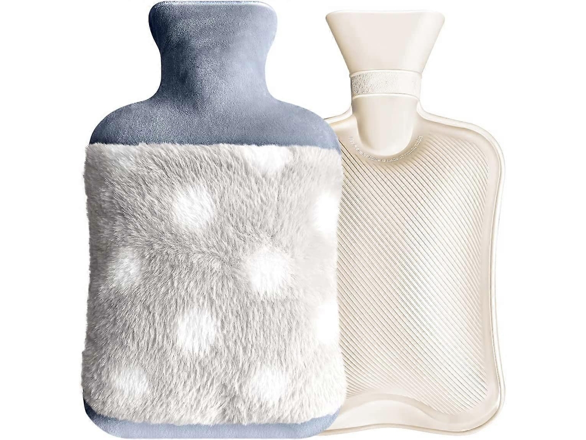 Botella de Água Quente de 2l com Alças e Estojo de Plush Macio para Aliviar Dores e Aquecimento no Inverno (cinza)