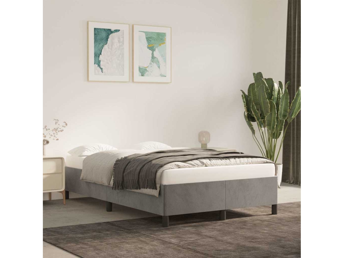 Vidaxl Estrutura De Cama Sem Colchão Cinza Claro Veludo