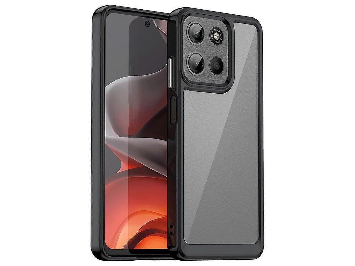 Capa Protetora Transparente De Acrílico Tpu Para Motorola Moto G15 4g, Preta