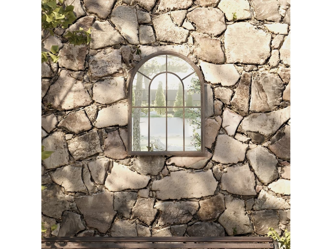 Vidaxl Espelho De Jardim P/ Uso Exterior Ferro 60x45 Cm Cor De Areia