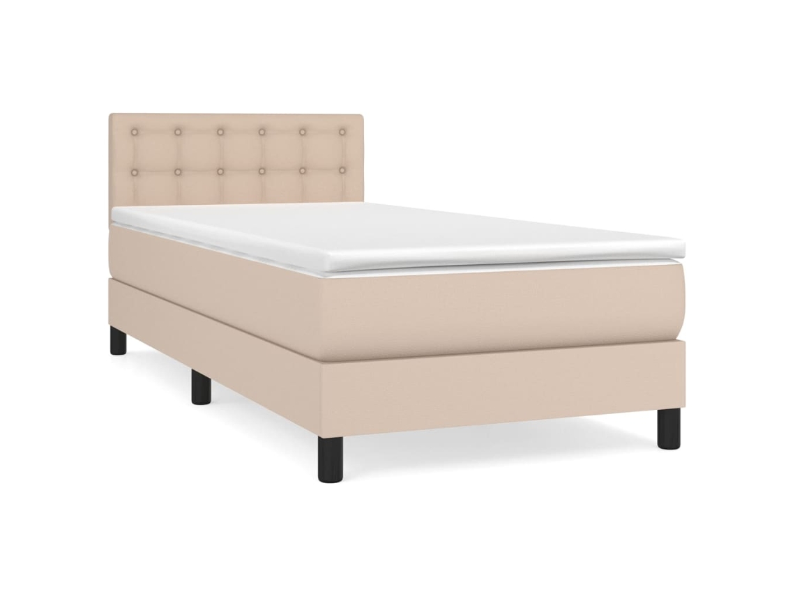 Cama box spring VIDAXL Marrom Couro Artificial (90x200 cm)