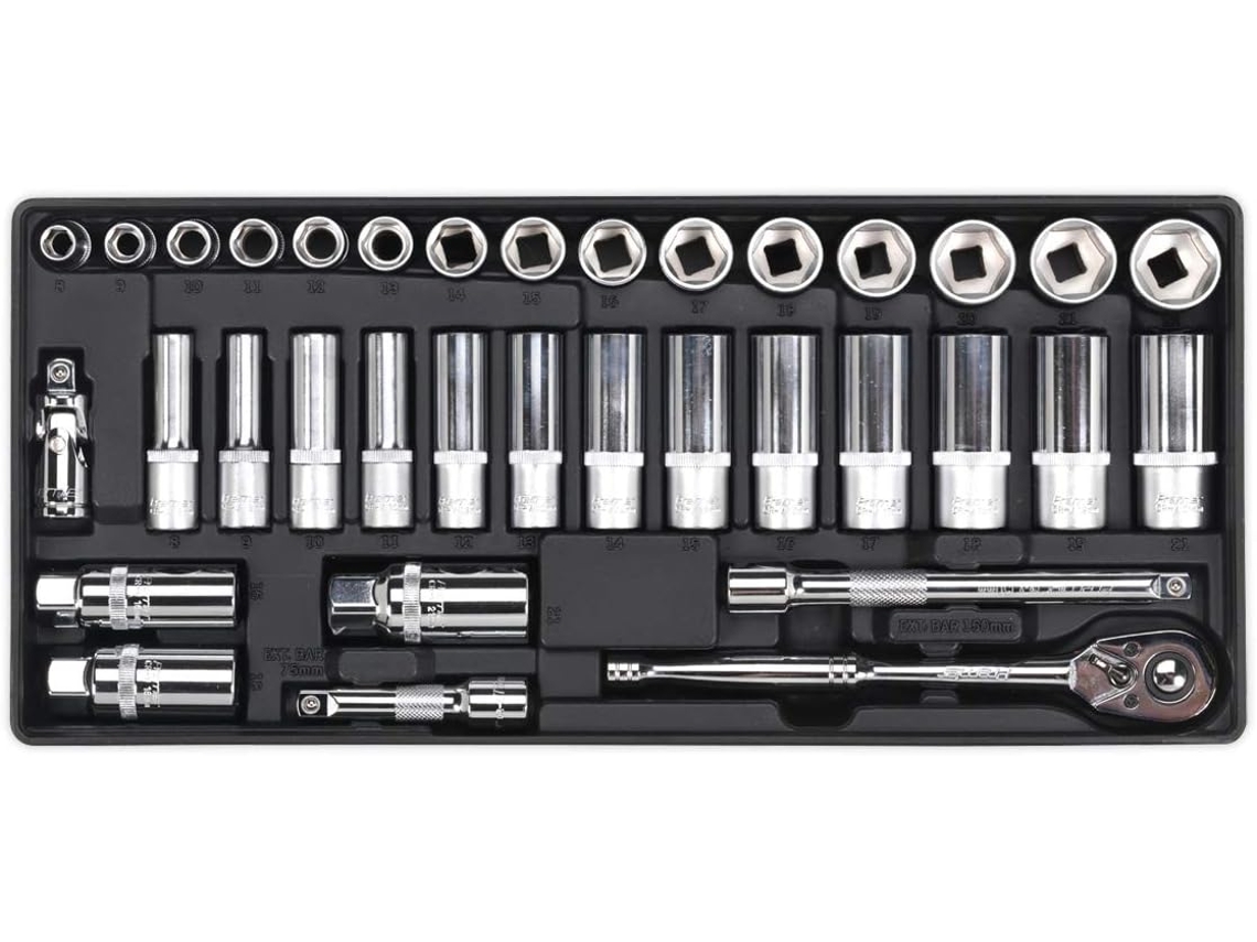 Bandeja De Ferramentas Tbt20 Com Encaixe Quadrado De 3/20,3 Cm E Conjunto De Soquetes (35