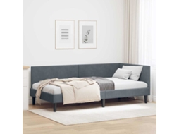 Vidaxl Estrutura De Cama De Canto Cinza Escuro 90 Cm X 200 Cm Veludo