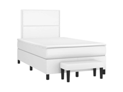 Cama Boxspring Com Colchão 120x190 Cm Couro Artificial Branco