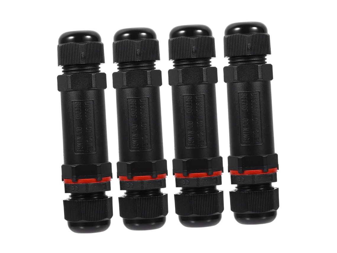 Fio M20 De 3 Pinos À Prova D'água Ip68, 4 Peças, Preto | Nylon Cobre