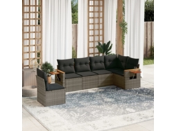Conjunto de 6 sofás de jardim com almofadas Vime Cinza Dkd Home Decor