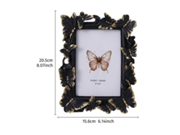 Quadro De Fotos Com Relevo De Borboleta Estilo Europeu, Preto E Dourado, 6 Polegadas