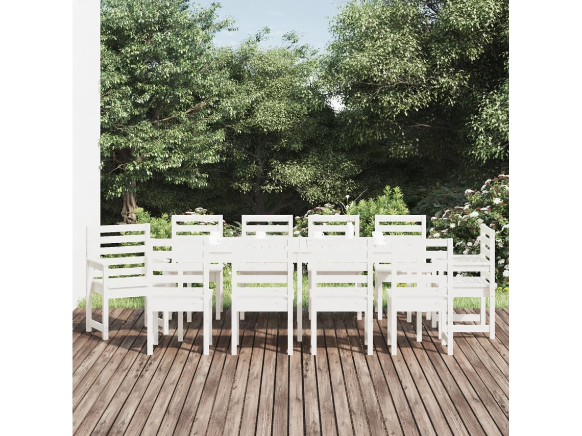 Vidaxl 11 Pcs Conj. De Jantar P/ Jardim Madeira De Pinho Maciça Branco