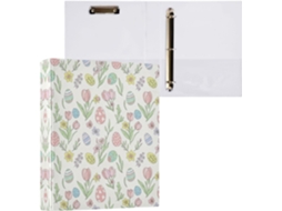 Pasta de 3 Argolas para Papel Tamanho Carta , Lindas Estampas Ovos Páscoa com Prancheta, Pranc (27,9 X 21,6 Cm)