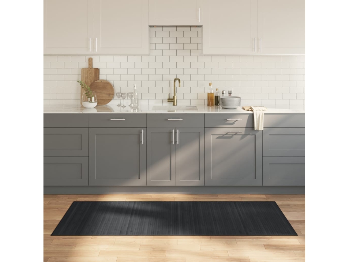 Vidaxl Tapete Retangular 80x200 Cm Bambu Cinzento