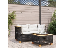 Vidaxl Sofás De Canto P/ Jardim C/ Almofadões 2 Pcs Vime Pe Preto