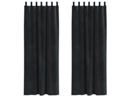 Conjunto 2 Cortinas Opacas Vidaxl Preto Veludo (140 X 225 Cm)