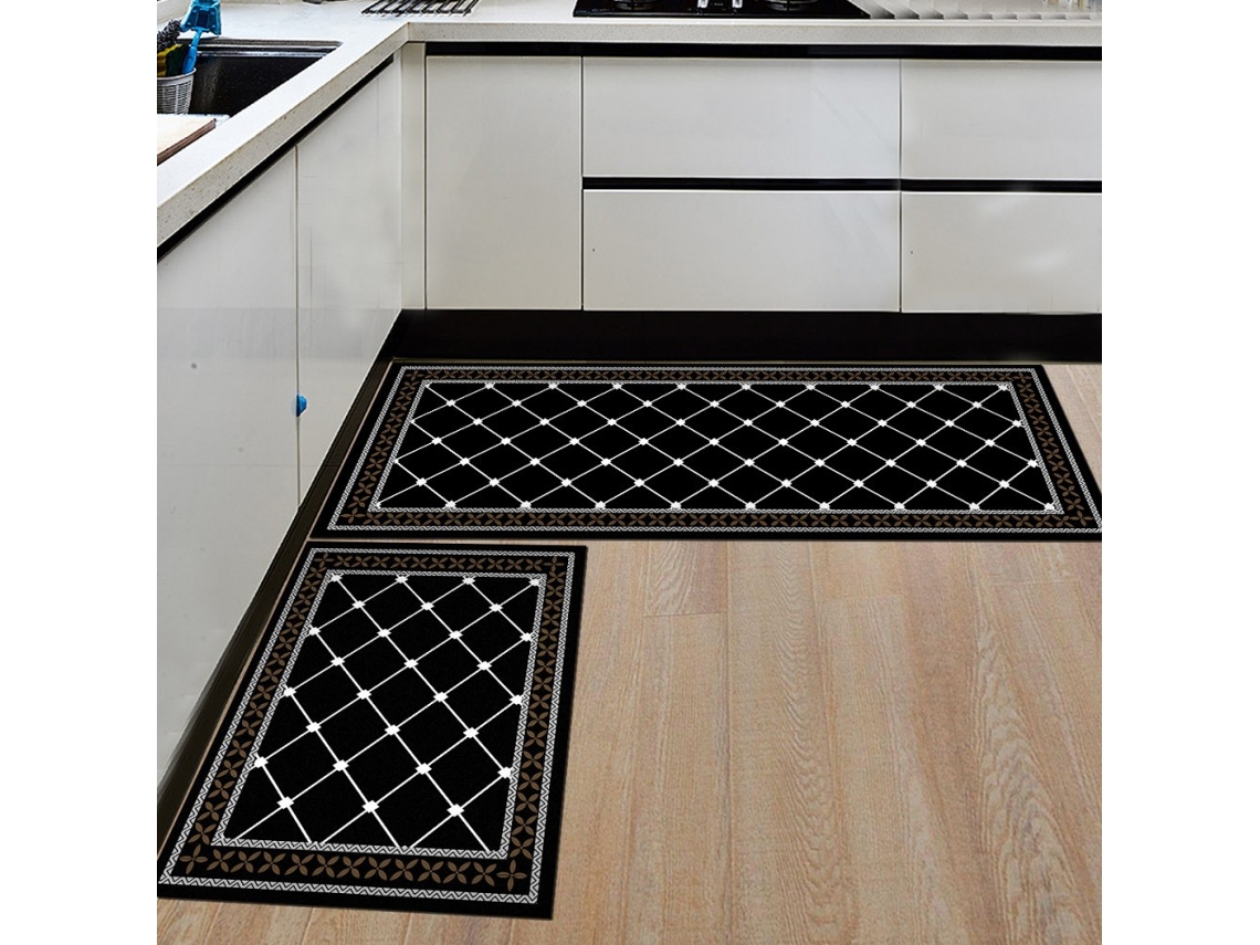 Conjunto de 2 Tapetes Absorventes para Chão Antiderrapantes para Cozinha com Base de Borracha para Porta 40x60cm + 40x120cm MDUG