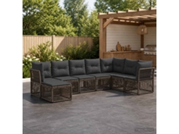 Vidaxl Conjunto De Sofá De Jardim 8 Pcs Cinzento Vime Pe