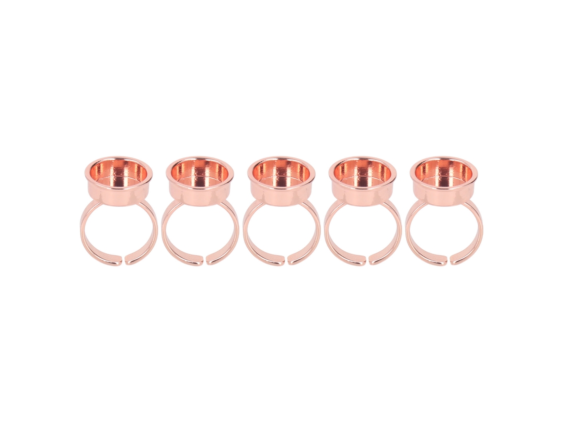5pcs Copo Anel De Tinta Microblading Aço Inoxidável Pigmento Tatuagem Rose Gold Sem Partição