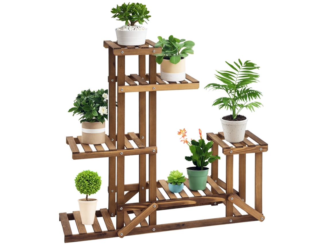 Suporte para Vasos BTFORUS, 6 níveis, 98x28x96,5cm, madeira maciça