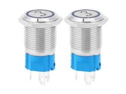 Interruptor De Botão Momentâneo De Metal Com Led E Dígito 3azul 12vdc 2pcs 16mm