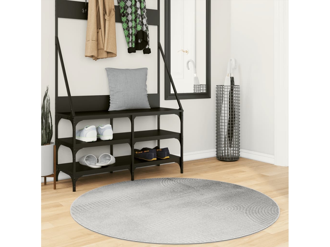 Vidaxl Tapete De Pelo Curto Iza Visual Escandinavo Ø 120 Cm Cinzento