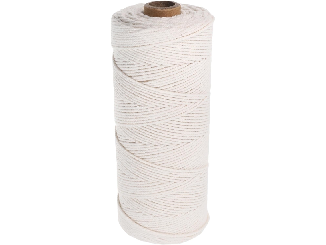Cordão De Algodão Natural Para Macramê, 1,5 Mm, 200 M.