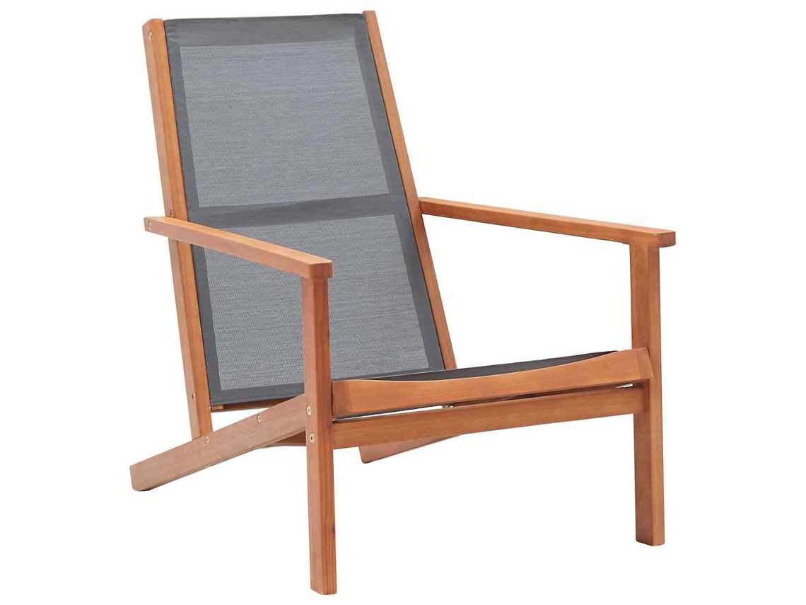 Vidaxl Cadeira Lounge De Jardim Eucalipto Maciço E Textilene Cinzento
