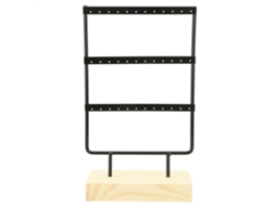 36 Furos De Metal Jóias Armazenamento Rack Display Stand Brincos Colar Organizador Com Base De Madeira Preto