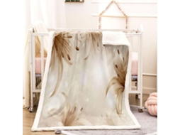 Manta com Estampa Floral Branca em Microfibra 180x220cm