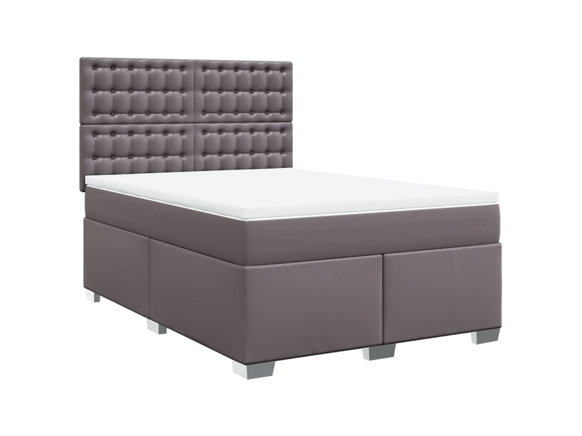 Cama com Molas Couro Artificial Cinzento MAISON EXCLUSIVE 140x200 cm