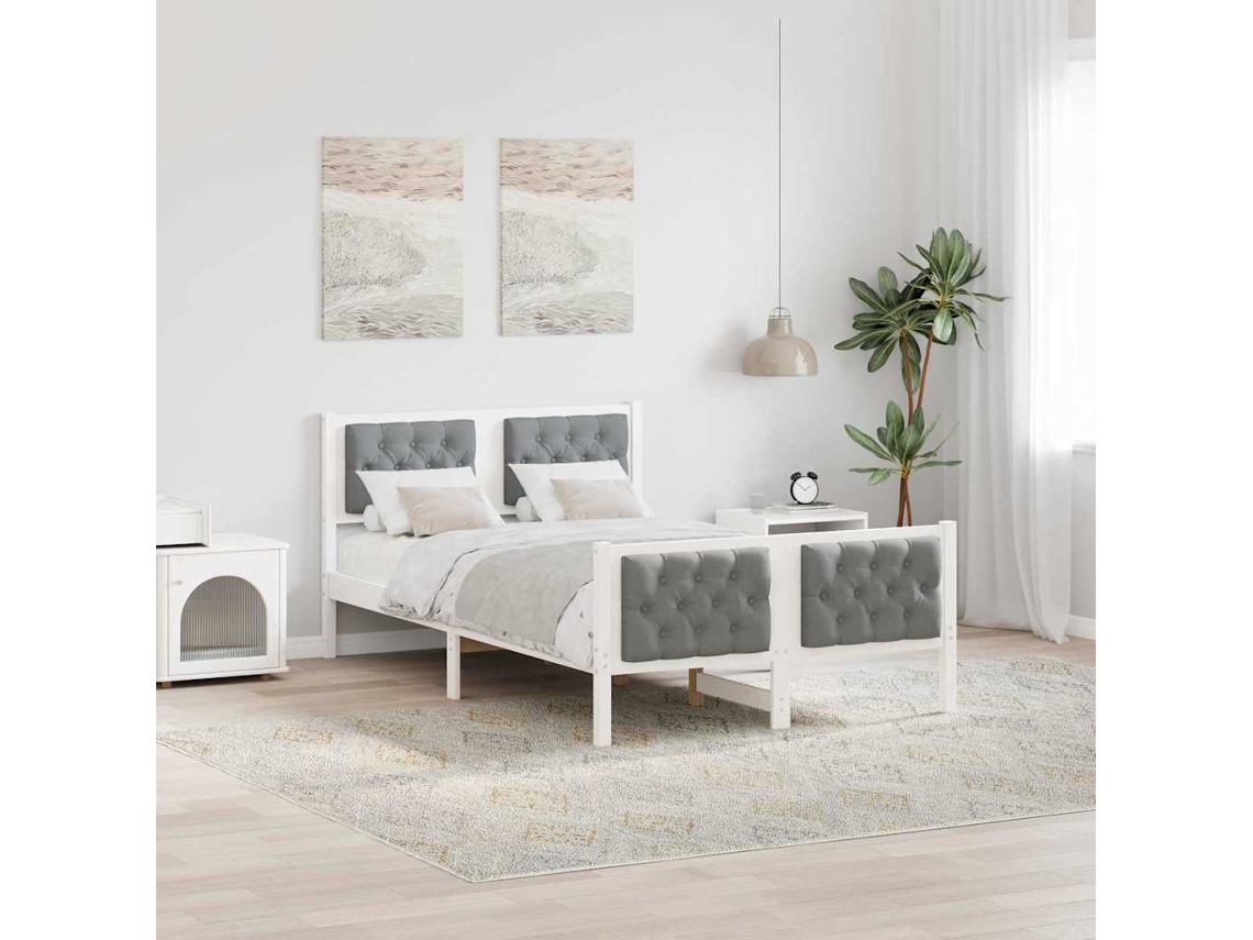 Vidaxl Estrutura Da Cama Com Cabeceira Cinzento-claro 135 X 190 Cm