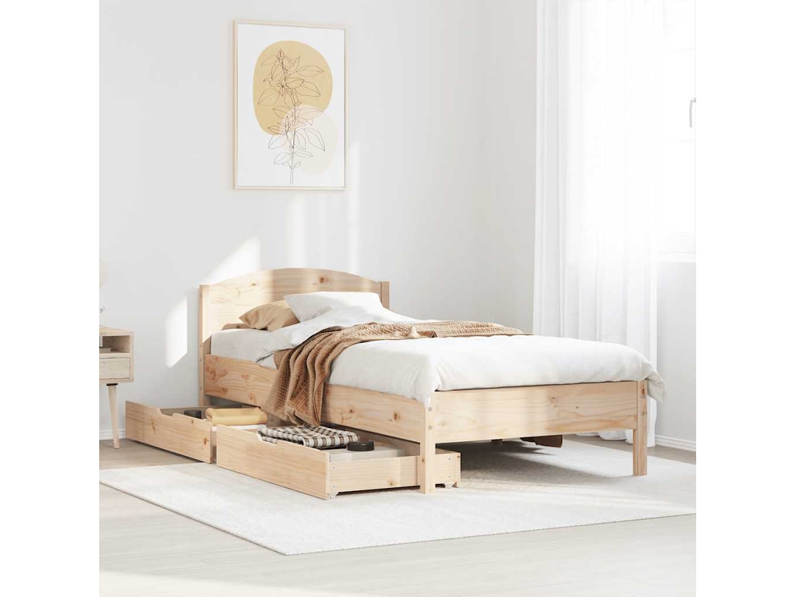 Vidaxl Cama Sem Colchão 75x190 Cm Madeira De Pinho Maciça