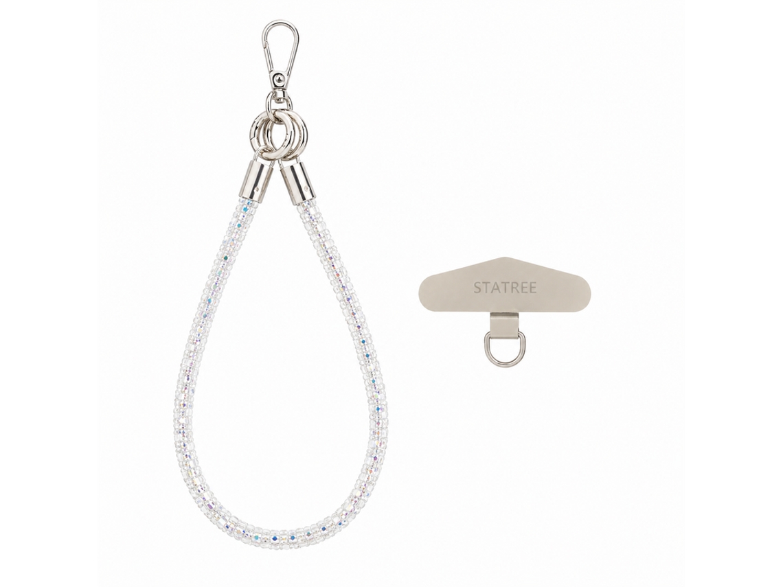 Cordão Para Telemóvell Com Cristais E Gancho Metálico Skyhe Szsjgs007 Branco Cristal