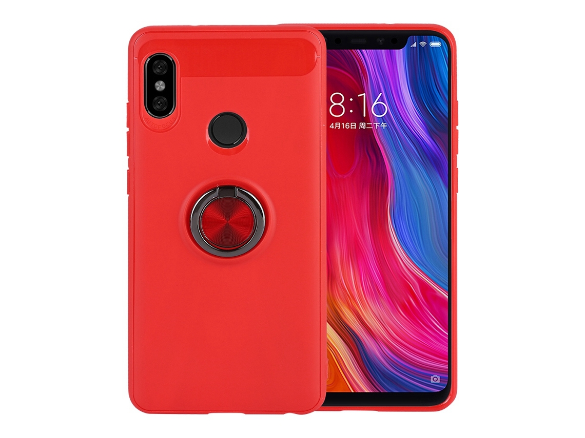 Capa Xiaomi 8 Vermelha LAXISCREED Anel Apoio Magnético Carro