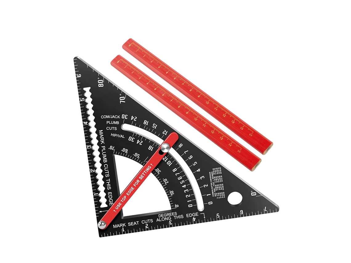 Laxiscreed Esquadro De Madeira 7'' Com Ângulo Ajustável A 80°, Inclui 2 Lápis Para Marcar