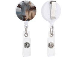 Porta-crachá retrátil em formato de cabra, divertido e com clipe, ideal para enfermeiras identificarem perfeitamente o animal.
