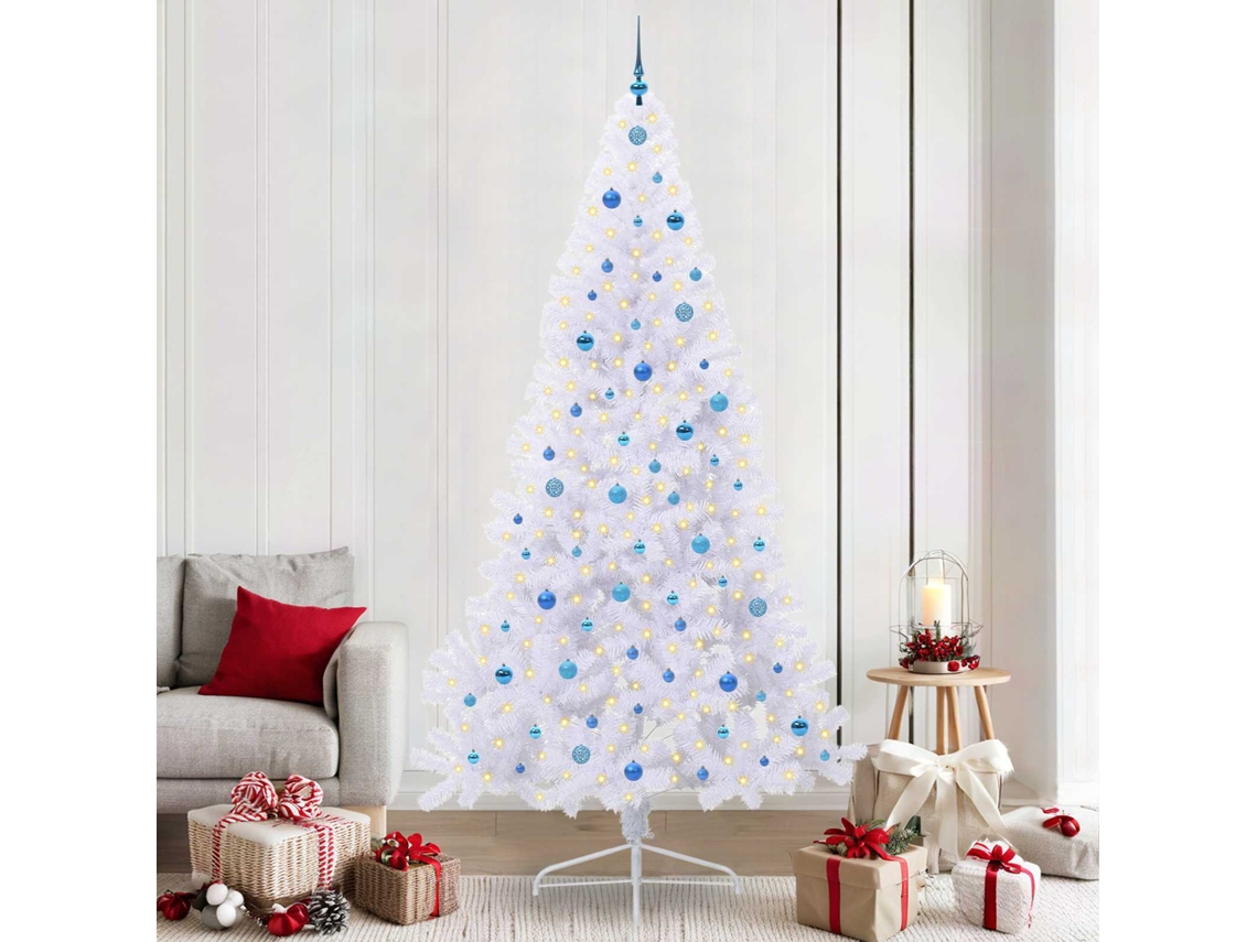 Vidaxl Árvore De Natal Artificial Branco 240 Cm Pvc E Aço