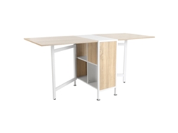 Mesa Dobrável Mdf e Metal Cor Carvalho e Branco 169x62x75 cm Homcom