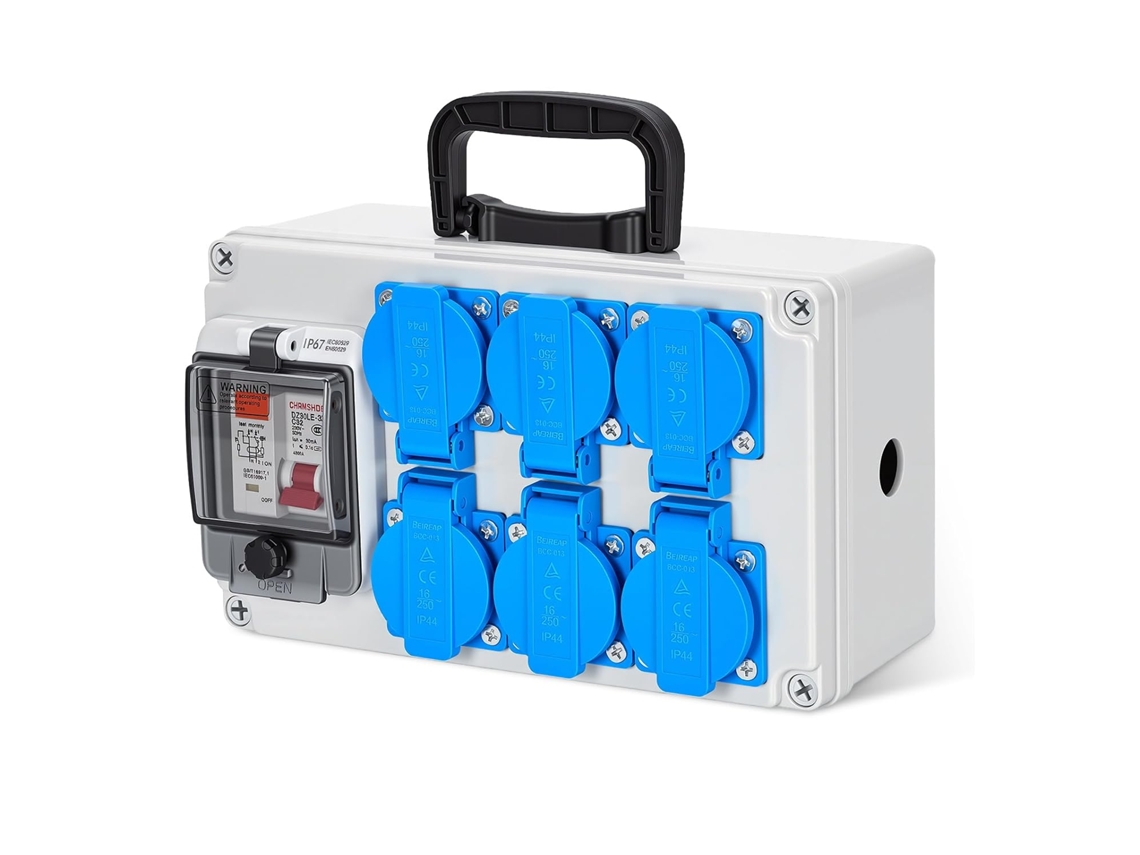 Coffret De Chantier 16a Ip67 Avec 6 Prises Schuko