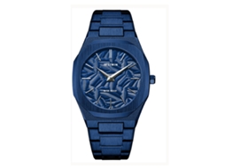 Relógio De Quartzo Masculino (azul) Com Folhas Em Relevo