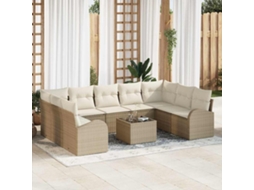 Vidaxl Conjunto De Sofás 10 Pcs Bege Rattan De Polipropileno