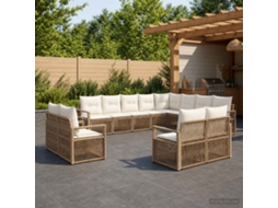 Vidaxl Conjunto De Sofá De Jardim 12 Unid. Bege Vime Pe