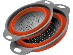 Conjunto De Escorredores Dobráveis, 2 Peças, Silicone De Qualidade Alimentar Para Cozinha, 1 Grande E 1 Pequeno (vermelho)