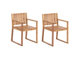 Set De Dos Sillas Exteriores Beliani Sassari Ii De Madera De Acacia Certificada Marrón 54x59x80